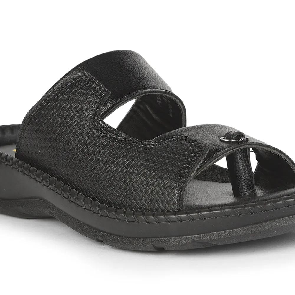 Coolers Casual (Black) Slippers For Men AVN-21 By Liberty Slippers Of Spider Climbing
