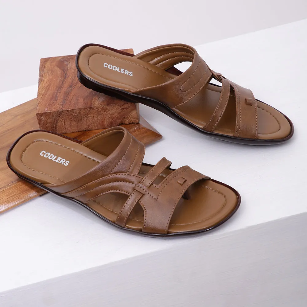 Coolers Casual Tan Slippers For Men COOL99-1 By Liberty Inexpensive Ballet Slippers