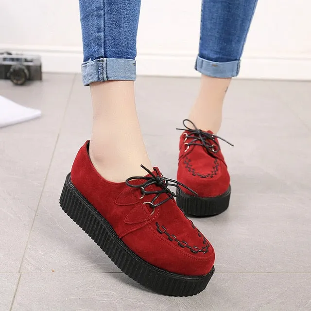 Italian Loafers Sale Creepers casual shoes woman plus size sneakers women shoes ladies platform shoes 2020 Lace-up Women Flats Female shoes loafers