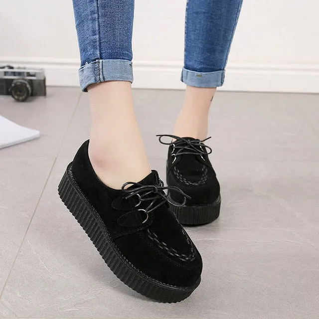 Social Loafers Creepers casual shoes woman plus size sneakers women shoes ladies platform shoes 2020 Lace-up Women Flats Female shoes loafers