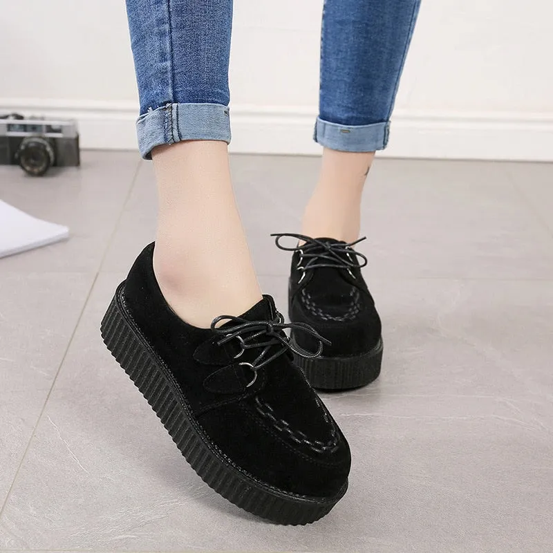 Creepers Casual Shoes Woman Plus Size Sneakers Women Shoes Ladies Platform Shoes 2020 Lace-up Women Flats Female Shoes Loafers Dsw Loafers