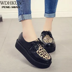 Creepers Casual Shoes Woman Plus Size Sneakers Women Shoes Ladies Platform Shoes 2020 Lace-up Women Flats Female Shoes Loafers Minimalist Loafers