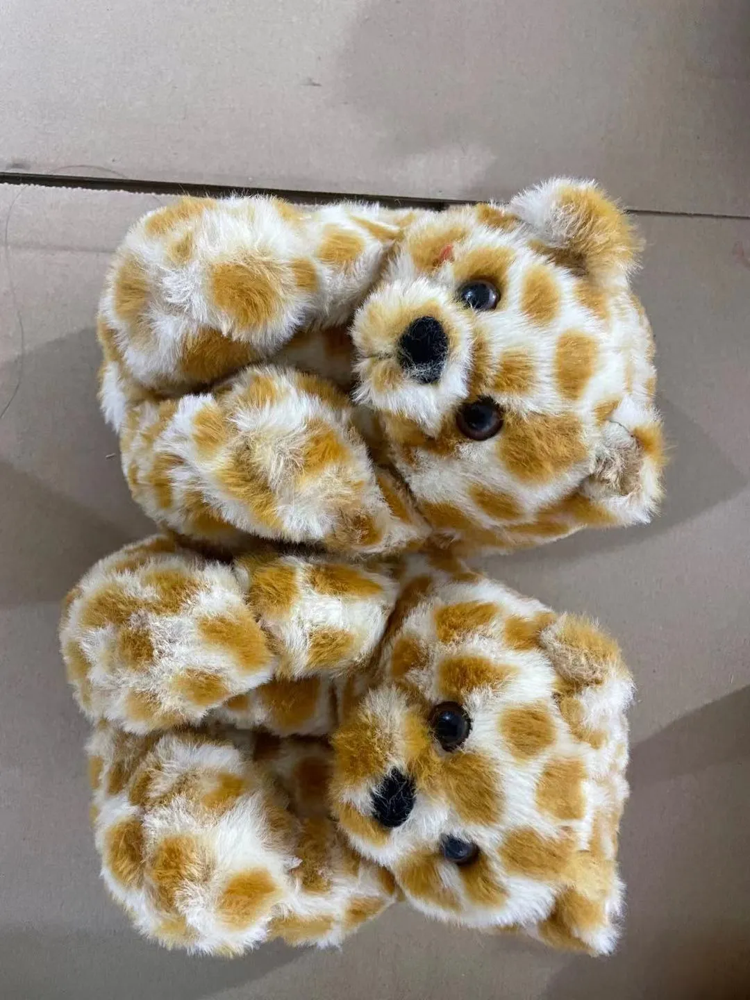 Cute Furry Winter Warm Faux Fur Big Cartoon Teddy Bear Shoes for Kids and Adults