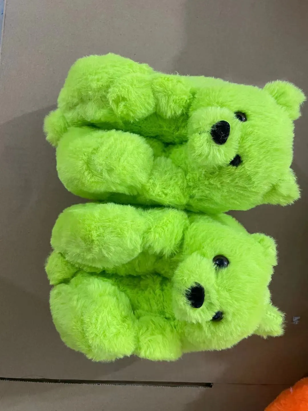 Safety Slippers For Elderly Cute Furry Winter Warm Faux Fur Big Cartoon Teddy Bear Shoes for Kids and Adults