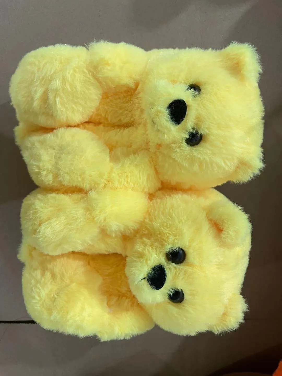 Cute Furry Winter Warm Faux Fur Big Cartoon Teddy Bear Shoes for Kids and Adults