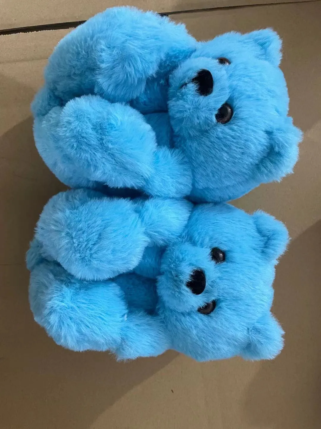 Cute Furry Winter Warm Faux Fur Big Cartoon Teddy Bear Shoes for Kids and Adults