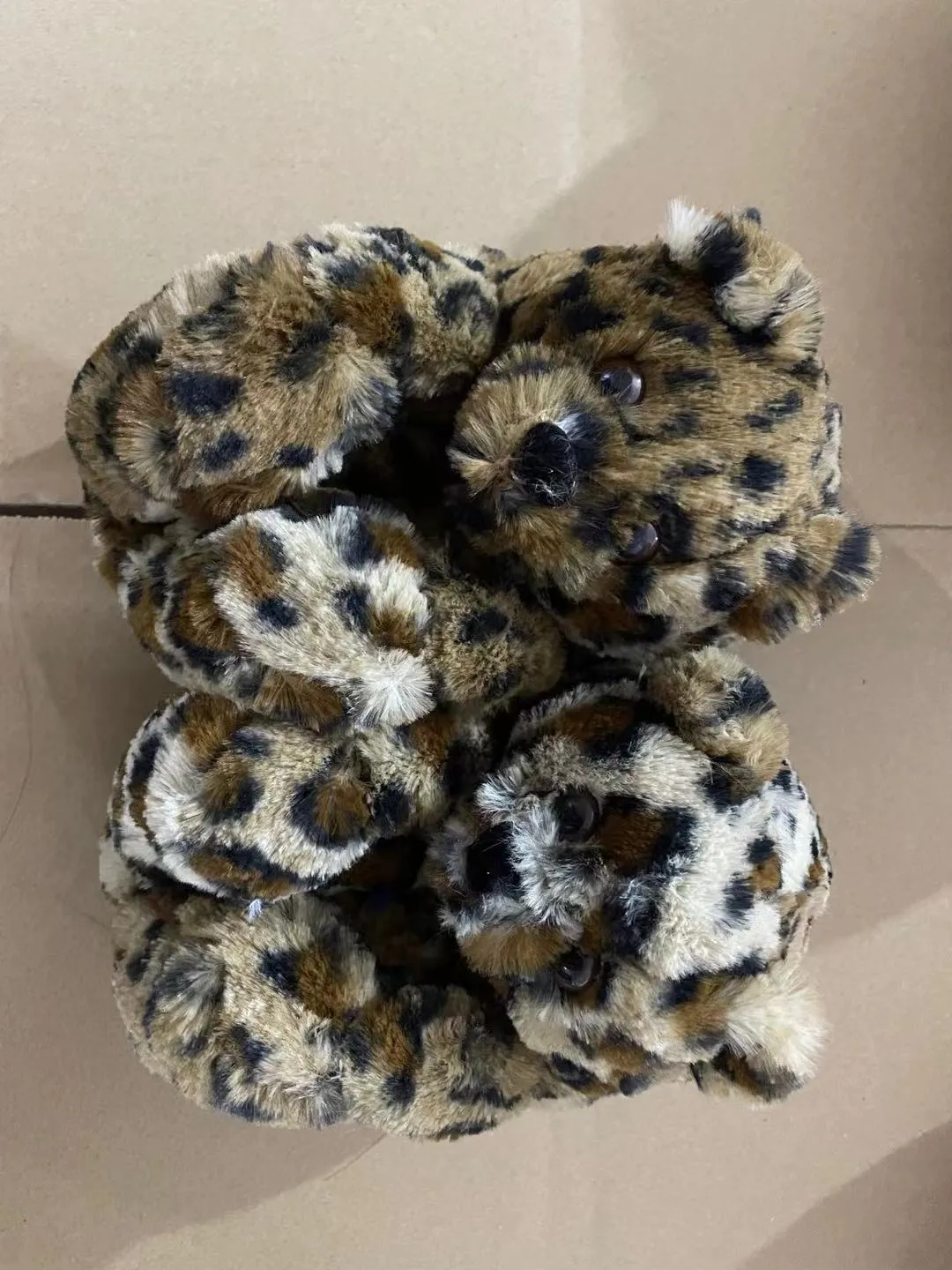 3d Print Slippers Cute Furry Winter Warm Faux Fur Big Cartoon Teddy Bear Shoes for Kids and Adults