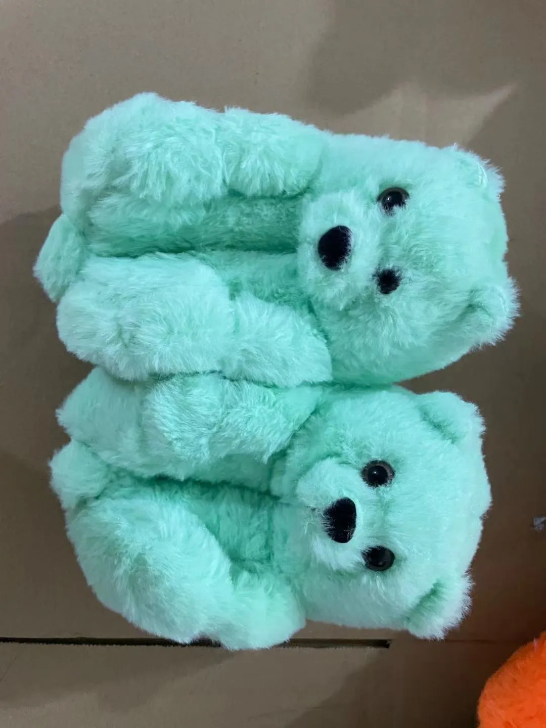 Best Orthopedic Slippers Cute Furry Winter Warm Faux Fur Big Cartoon Teddy Bear Shoes for Kids and Adults