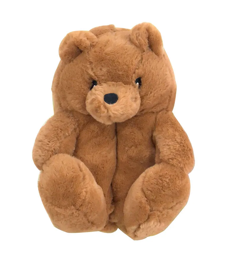 Cholo Slippers Cute Furry Winter Warm Faux Fur Big Cartoon Teddy Bear Shoes for Kids and Adults