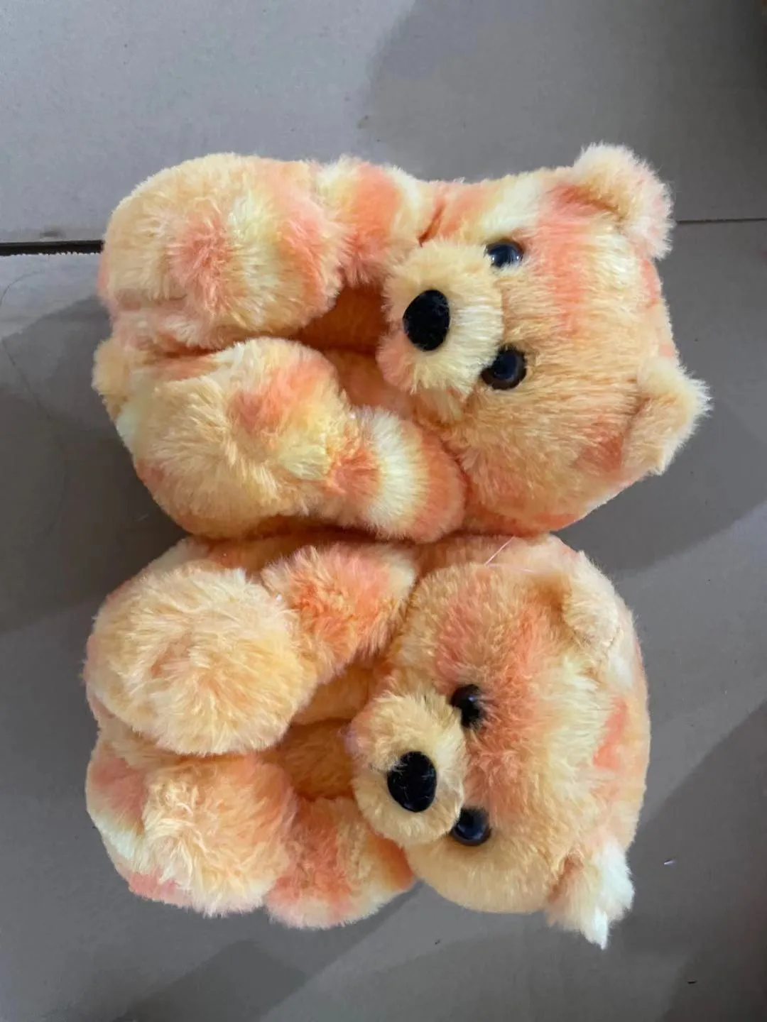 Cute Furry Winter Warm Faux Fur Big Cartoon Teddy Bear Shoes for Kids and Adults