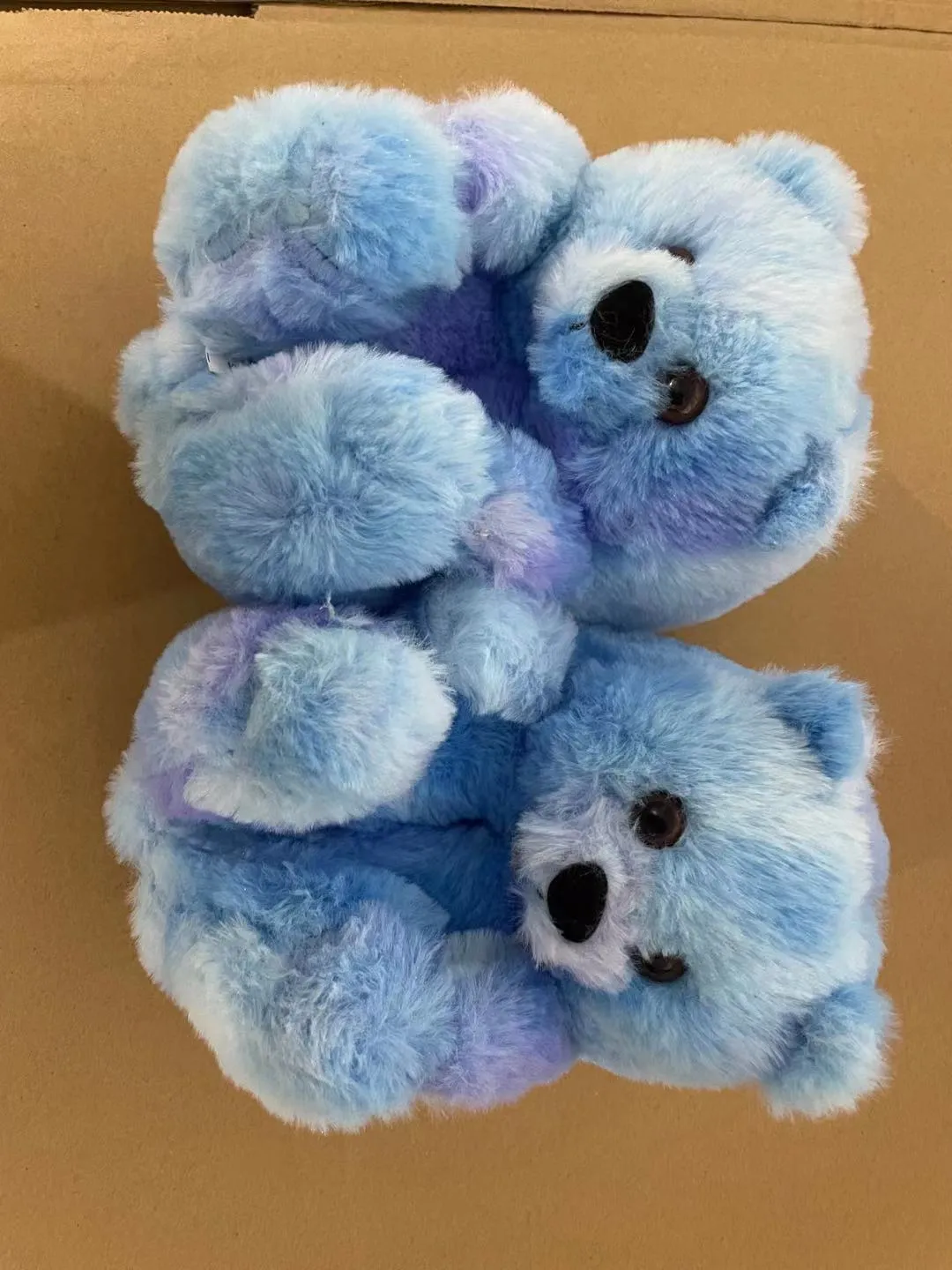 Cute Furry Winter Warm Faux Fur Big Cartoon Teddy Bear Shoes for Kids and Adults