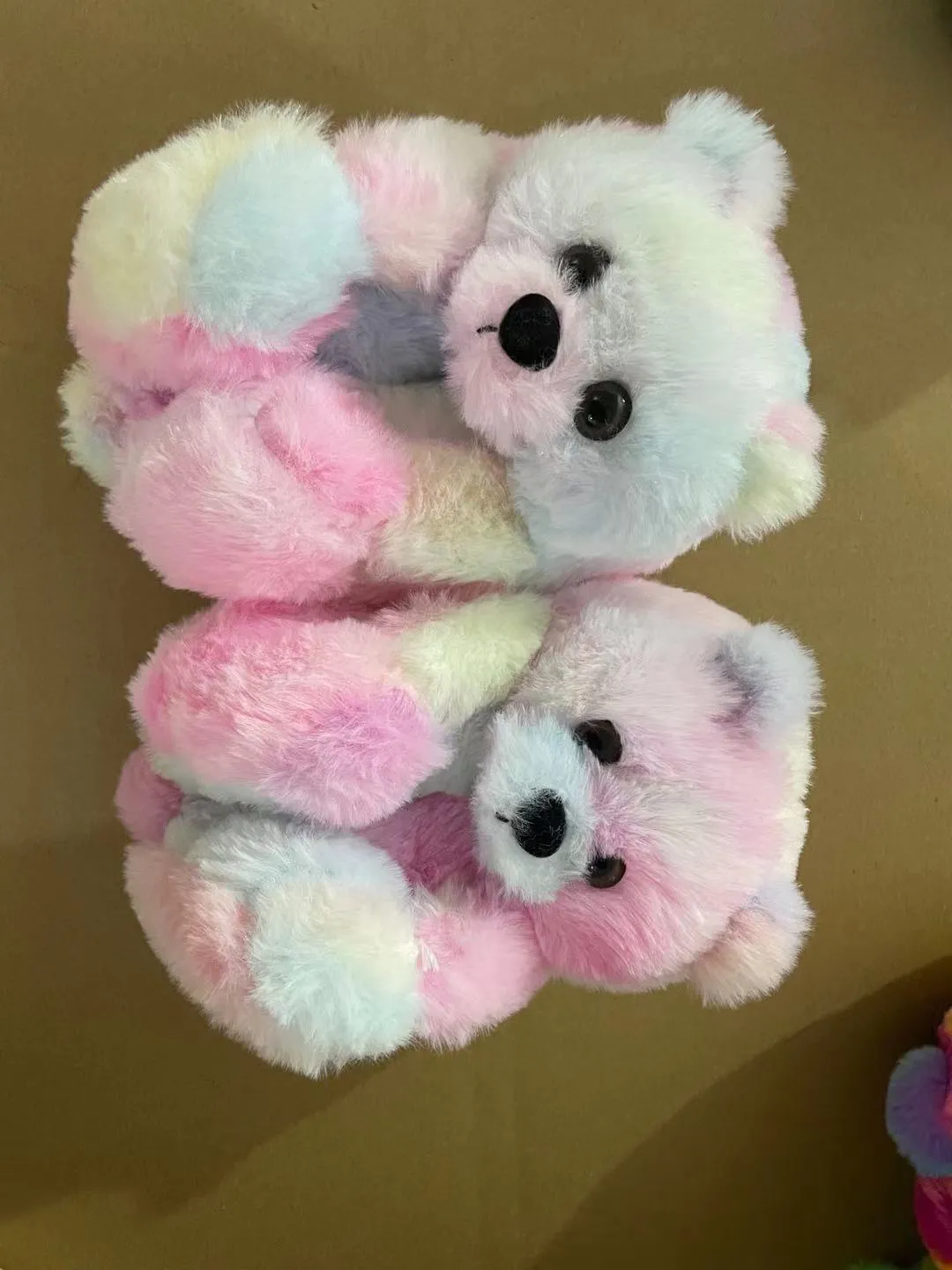 Alo Yoga Slippers Cute Furry Winter Warm Faux Fur Big Cartoon Teddy Bear Shoes for Kids and Adults
