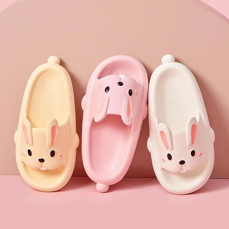 Cute Rabbit Slippers For Kids Women Summer Home Shoes Bathroom Slippers Light Pink Slippers
