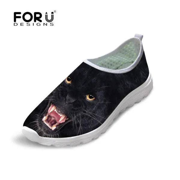 Cute Style Animal Dog Cat Printing Air Mesh Shoes for Women Ladies Casual Denim Shoes Female Girls Casual Breathable Shoes Best Driver Loafers