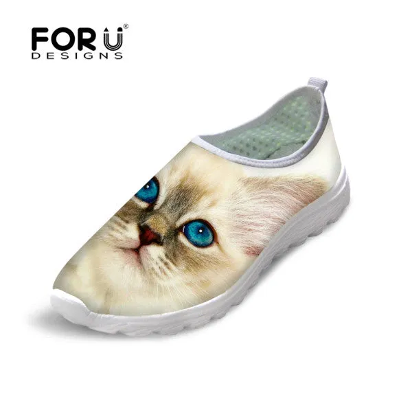 American Classics Hampton Loafers Cute Style Animal Dog Cat Printing Air Mesh Shoes for Women Ladies Casual Denim Shoes Female Girls Casual Breathable Shoes
