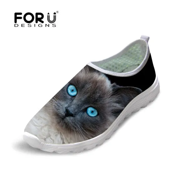 Stacy Adams Loafers Cute Style Animal Dog Cat Printing Air Mesh Shoes for Women Ladies Casual Denim Shoes Female Girls Casual Breathable Shoes