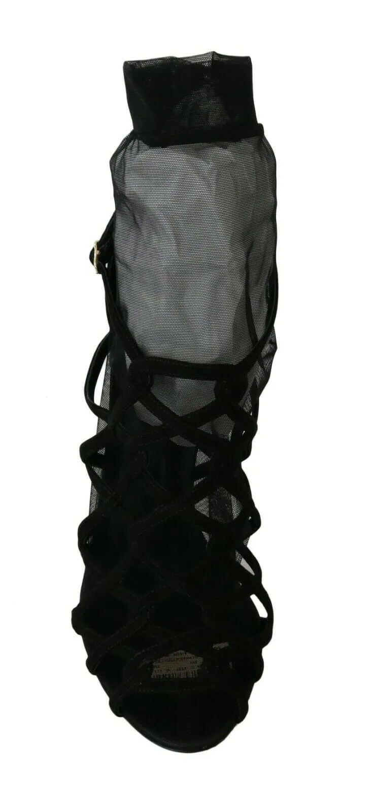 Dolce & Gabbana Black Suede Tulle Ankle Boots Sandal Shoes Sports For Women