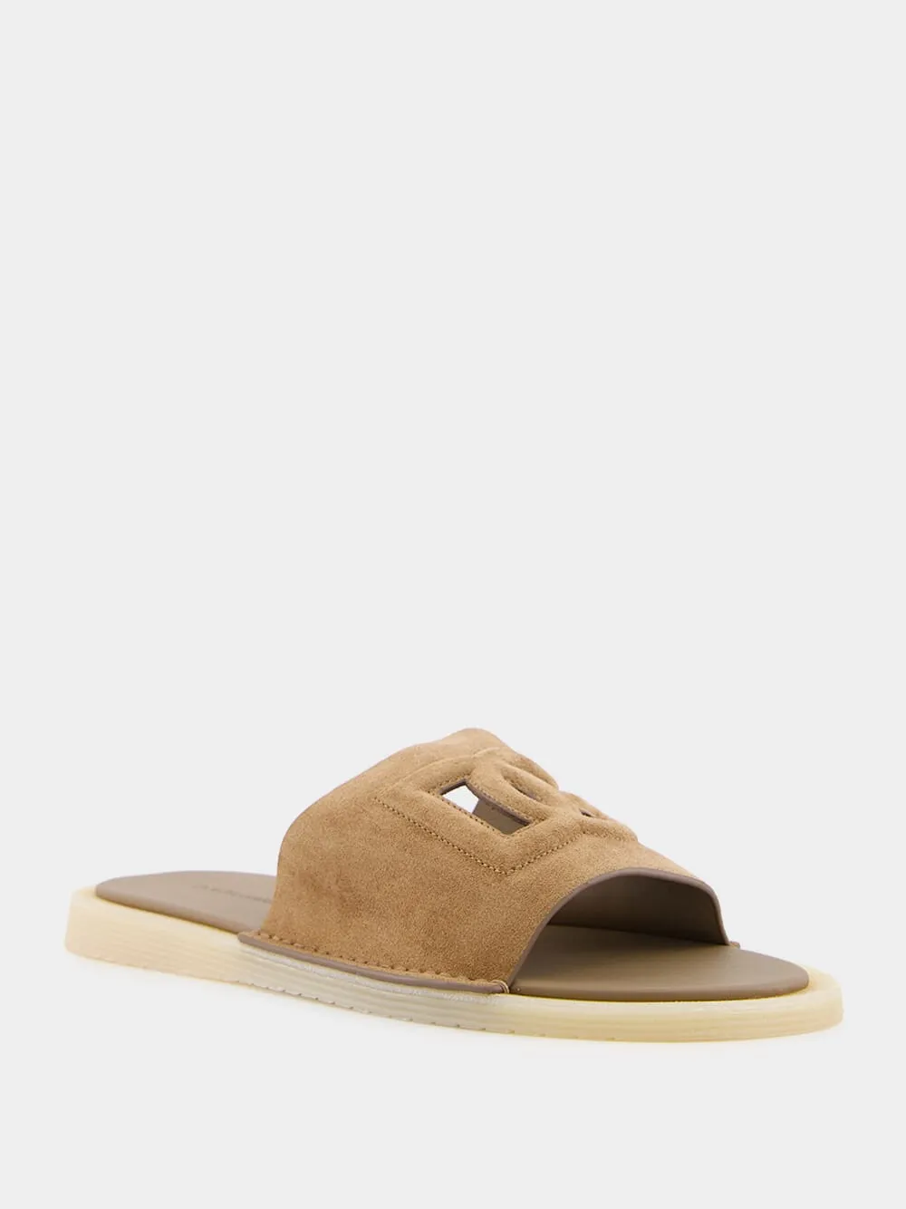 Rhinestone Flat Sandals DG Logo Suede Sliders