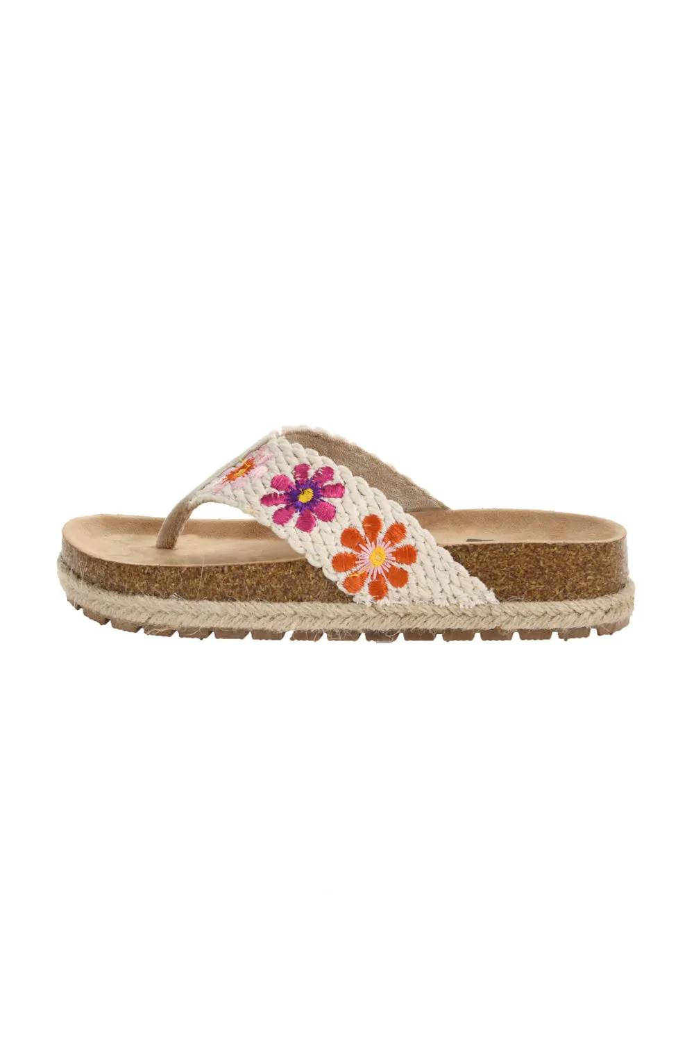 Antibacterial Flip Flops Dirty Laundry Tigerlily Sanora Crochet Platform Flip Flops for Women in Natural | TOWW-022 NATURAL