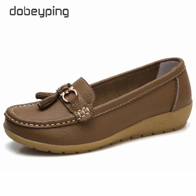 Suede Platform Loafers Dobeyping 2023 New Arrival Shoes Woman Genuine Leather Women Flats Slip On Women'S Loafers Female Mo