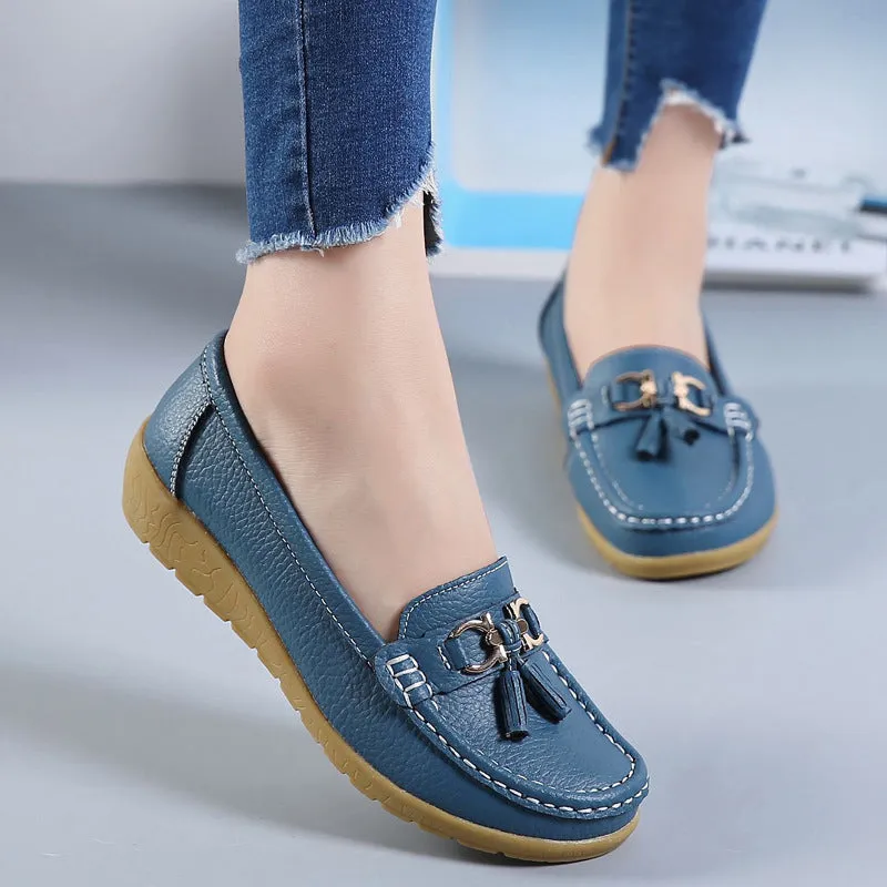 Olive Loafers Dobeyping 2023 New Arrival Shoes Woman Genuine Leather Women Flats Slip On Women'S Loafers Female Mo
