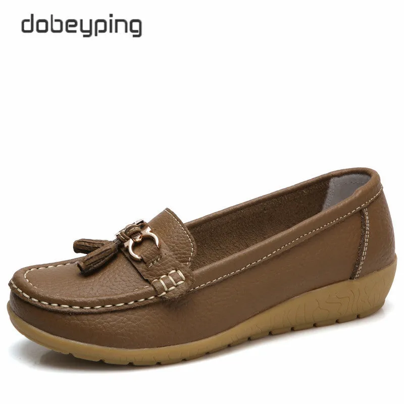Loafers Slipping Dobeyping 2023 New Arrival Shoes Woman Genuine Leather Women Flats Slip On Women'S Loafers Female Mo