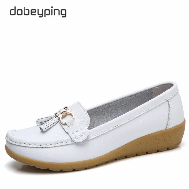 Moccasins Loafers Dobeyping 2023 New Arrival Shoes Woman Genuine Leather Women Flats Slip On Women'S Loafers Female Mo