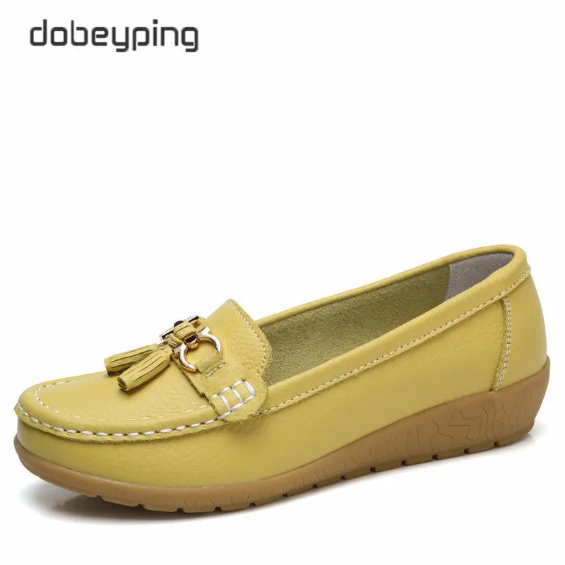 Dobeyping 2023 New Arrival Shoes Woman Genuine Leather Women Flats Slip On Women'S Loafers Female Mo Loafers In Spanish