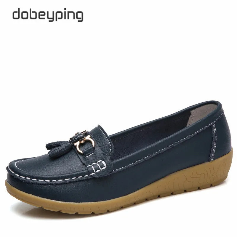 Cherry Loafers Dobeyping 2023 New Arrival Shoes Woman Genuine Leather Women Flats Slip On Women'S Loafers Female Mo