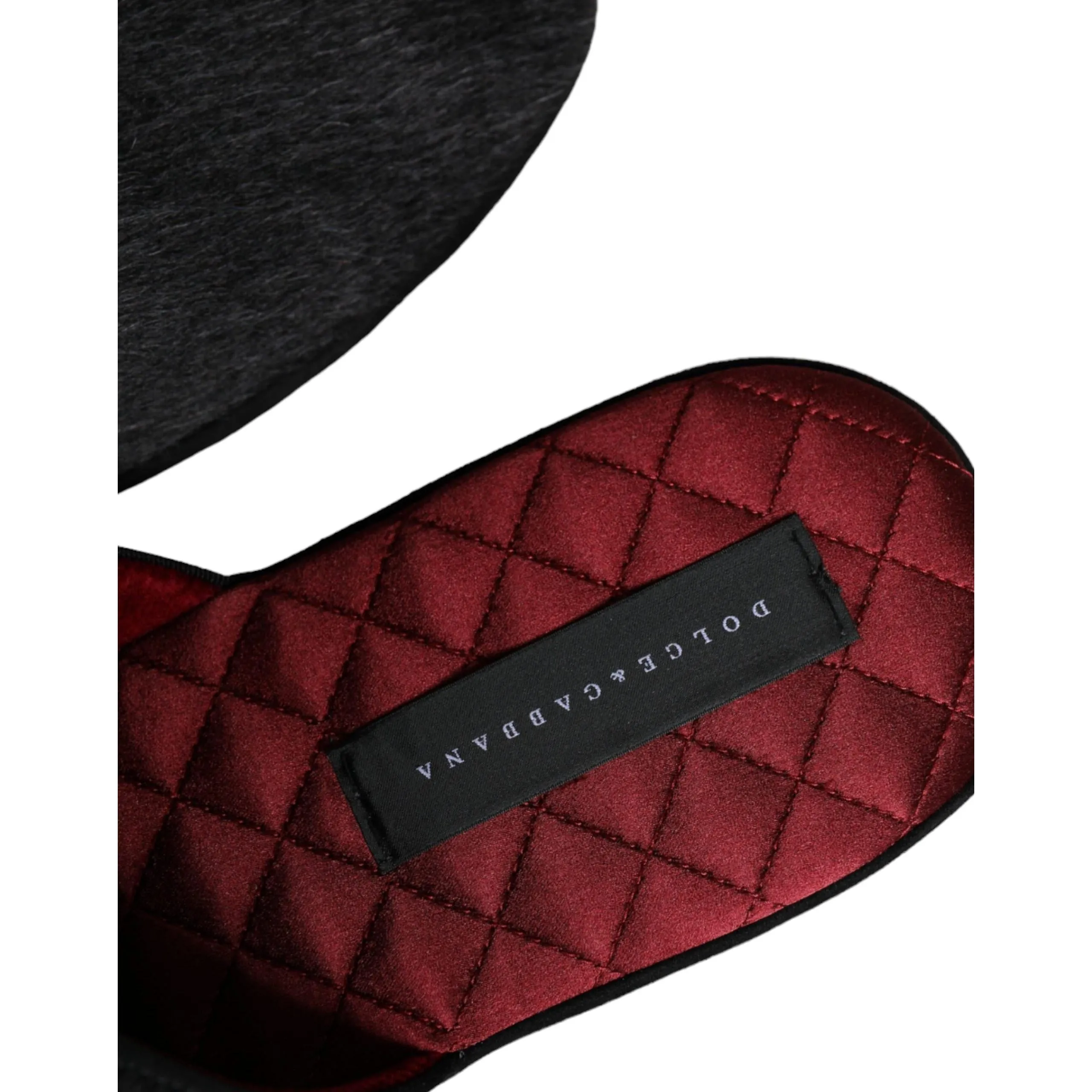 Formal Sandals Dolce & Gabbana Black Faux Fur Slides Slippers Slip On Shoes