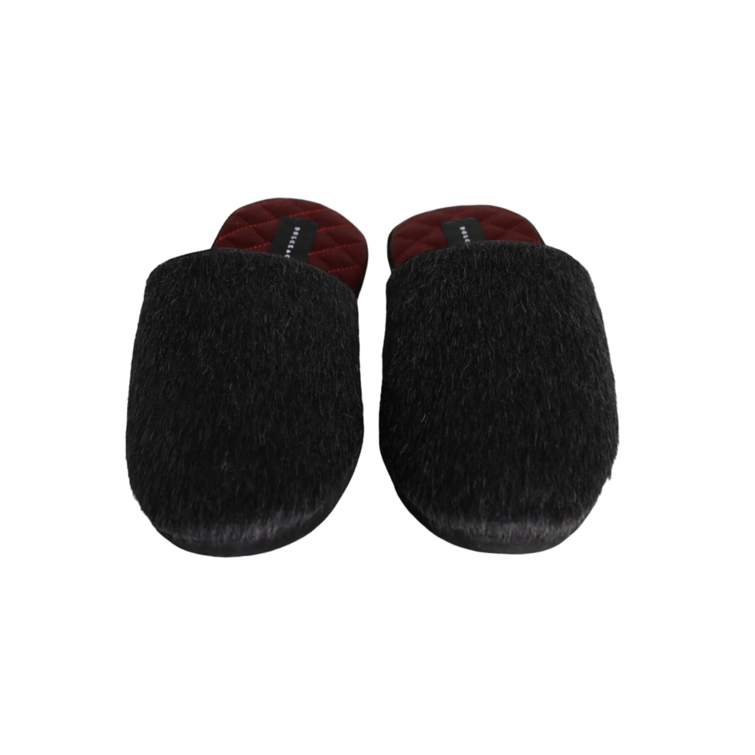 Dolce & Gabbana Black Faux Fur Slides Slippers Slip On Shoes Most Inexpensive Sandals Resort
