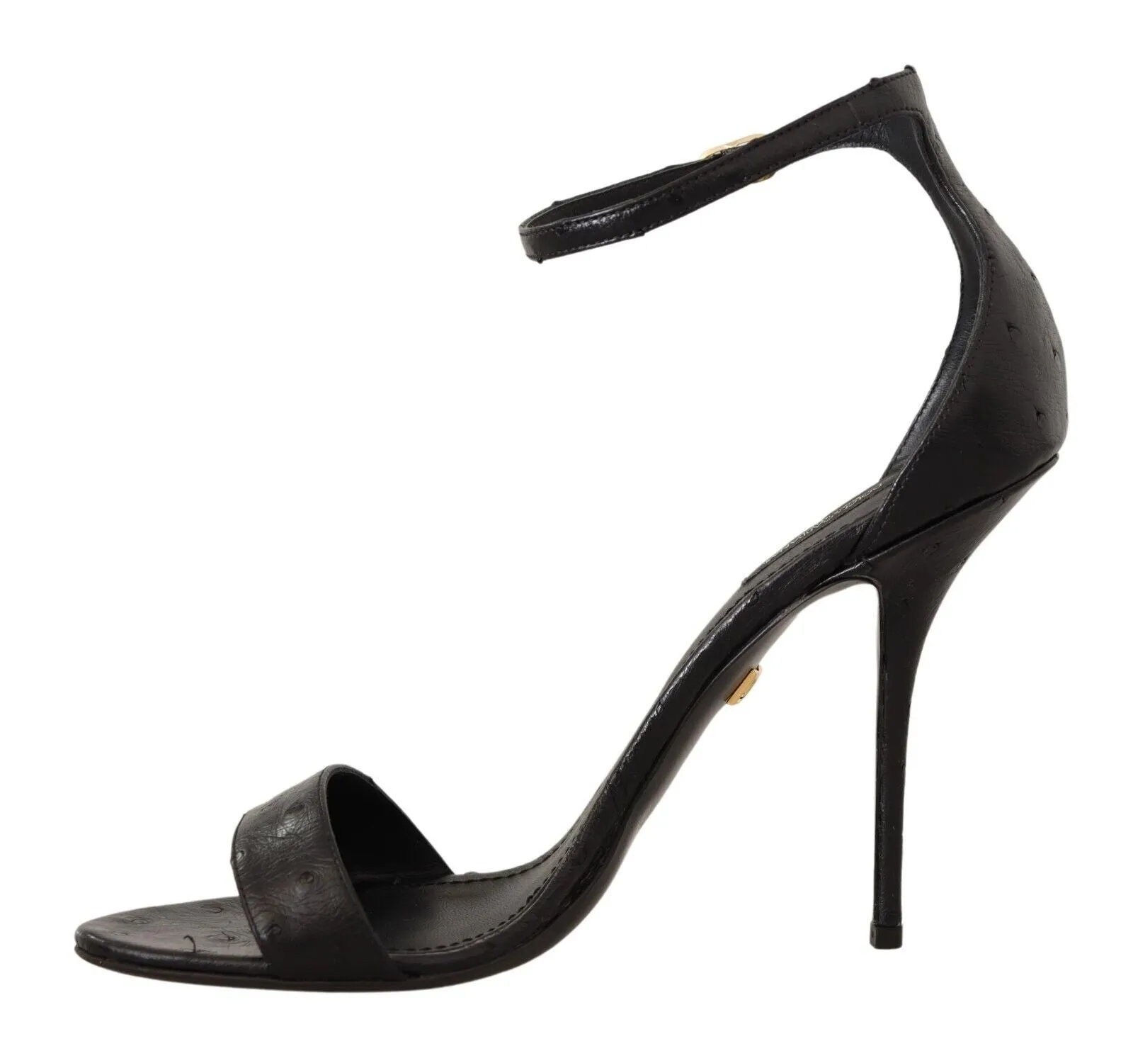 Dolce & Gabbana Black Ostrich Ankle Strap Heels Sandals Shoes Sandals St. Vincent