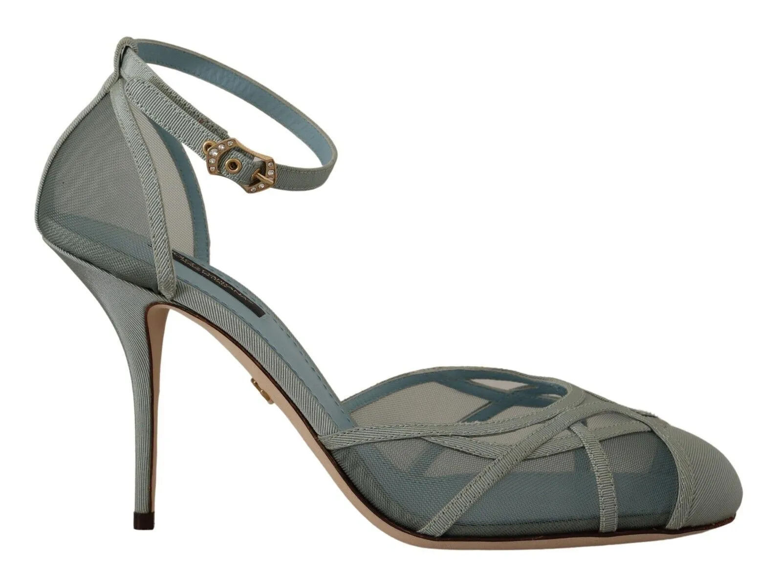 Dolce & Gabbana Blue Mesh Ankle Strap Heels Sandals Shoes Open Toe Sandals With Heels
