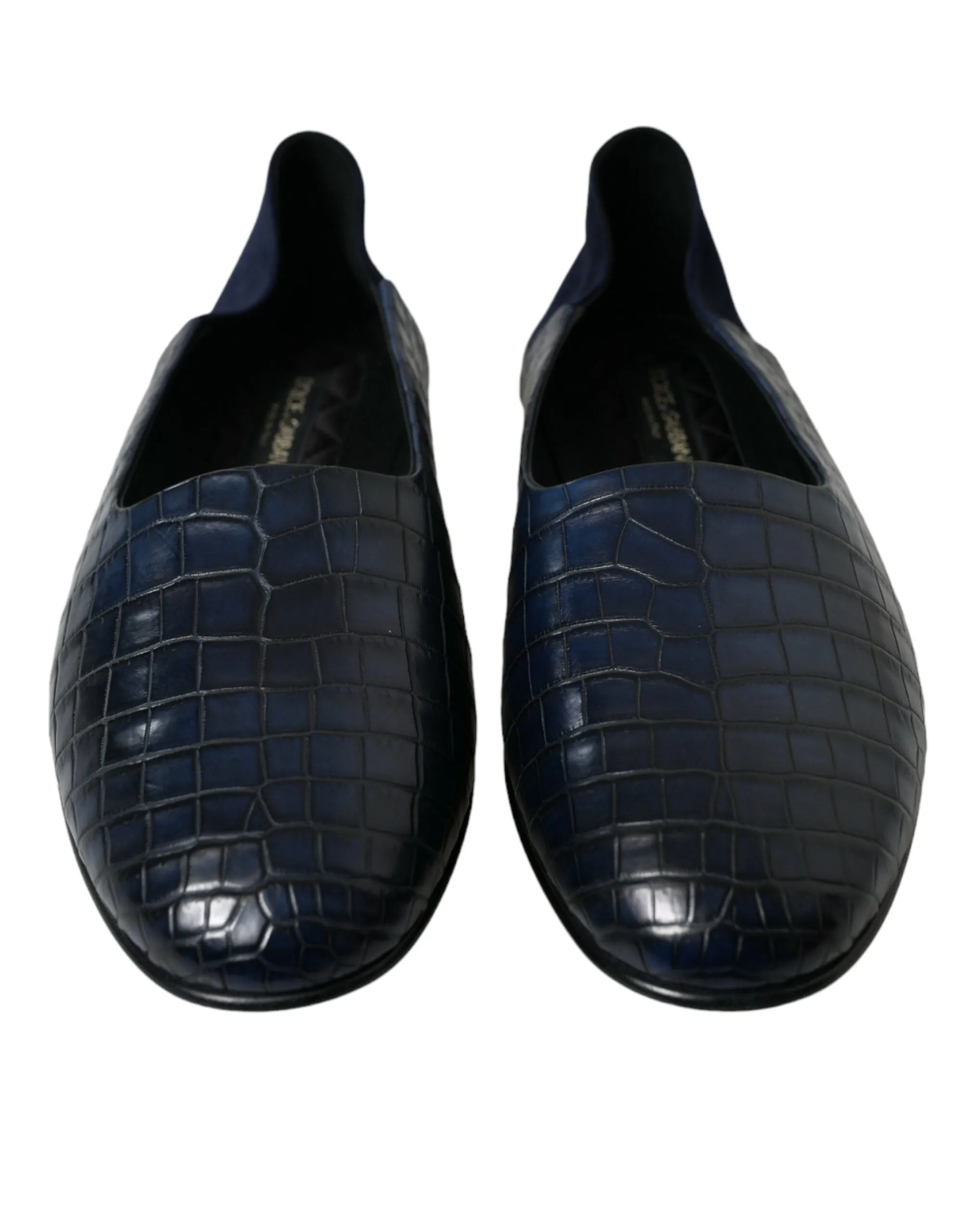 Dolce & Gabbana Elegant Blue Crocodile Leather Loafers Wide Width Loafers
