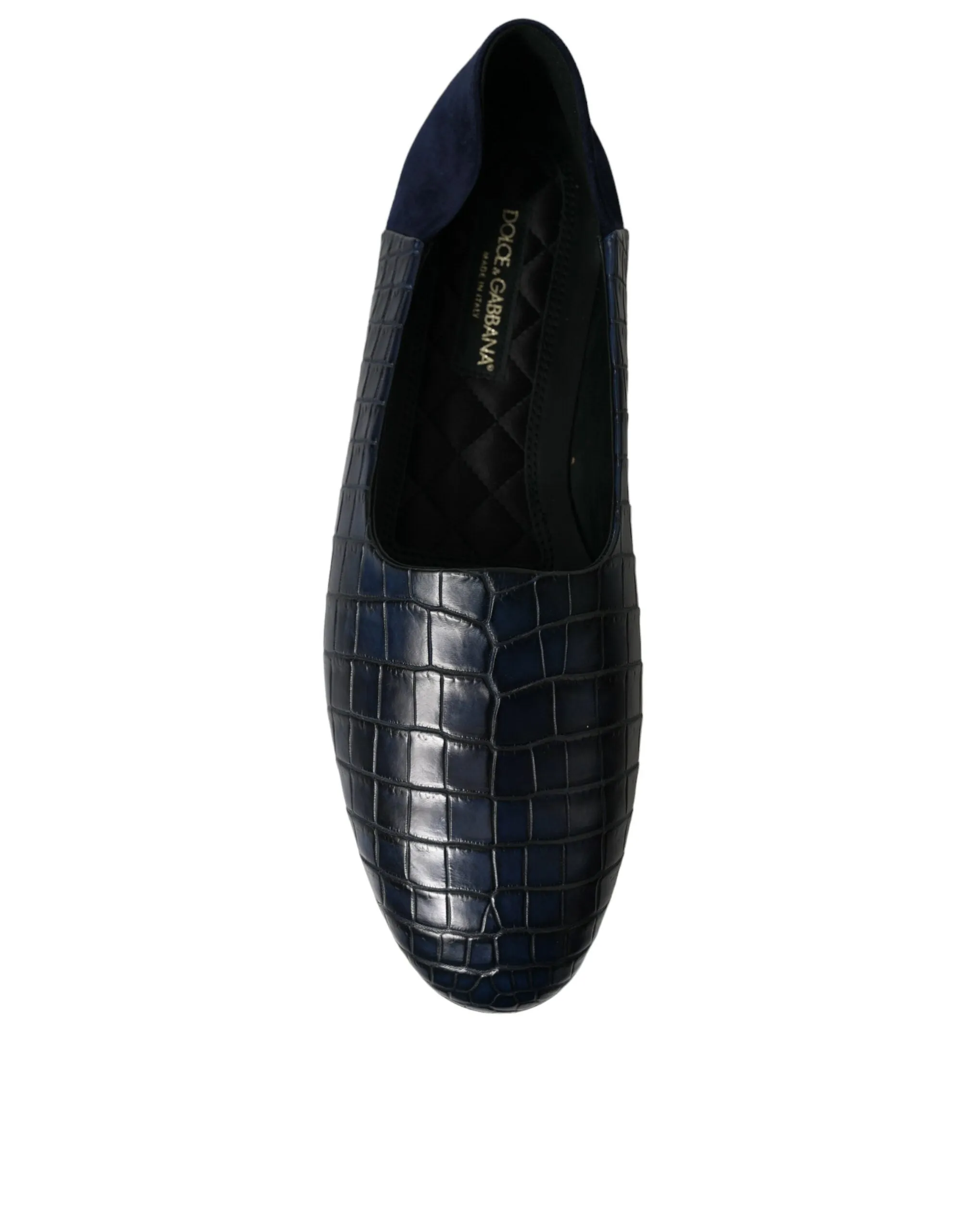 Jirai Kei Loafers Dolce & Gabbana Elegant Blue Crocodile Leather Loafers