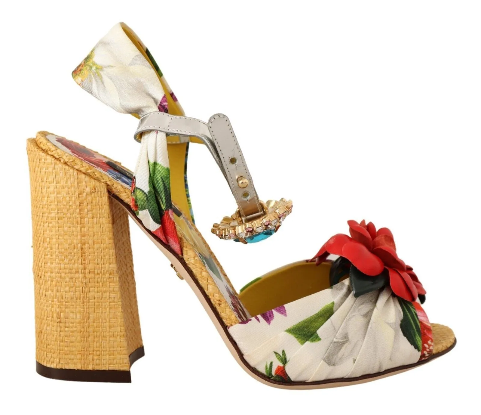 Dolce & Gabbana Multicolor Crystal Keira Sandals Silk Shoes Sandals By
