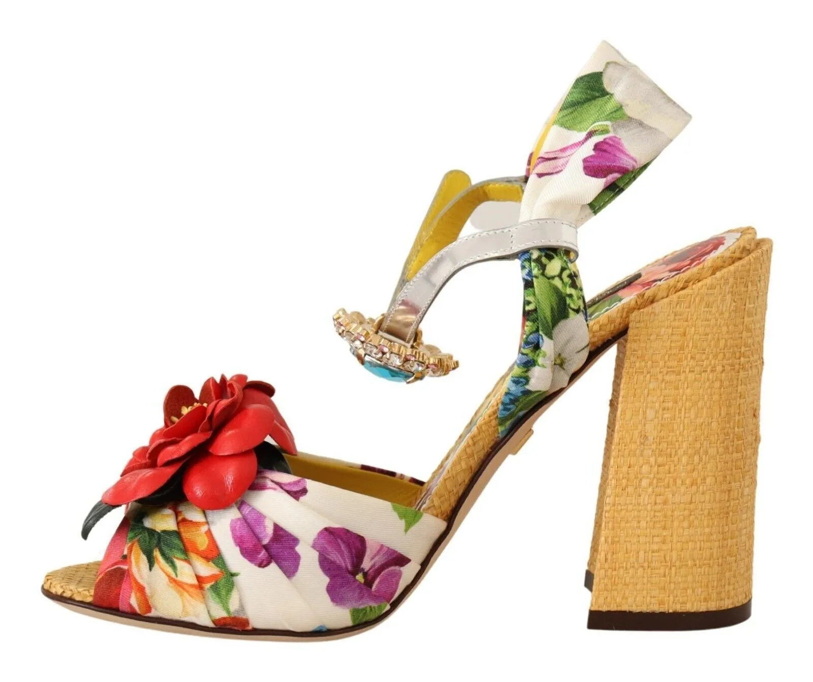 Comfy And Cute Sandals Dolce & Gabbana Multicolor Crystal Keira Sandals Silk Shoes
