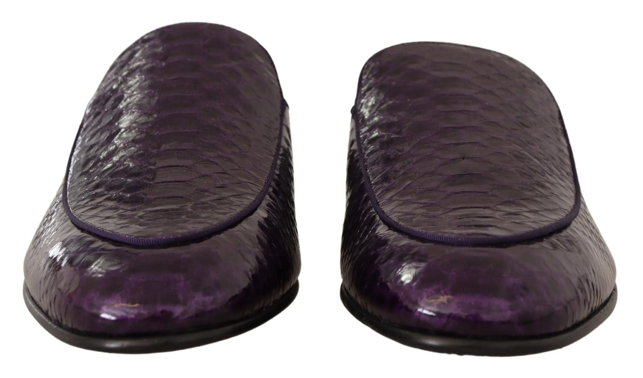 Dolce & Gabbana Purple Exotic Python Leather Slides Platform Strappy Sandals