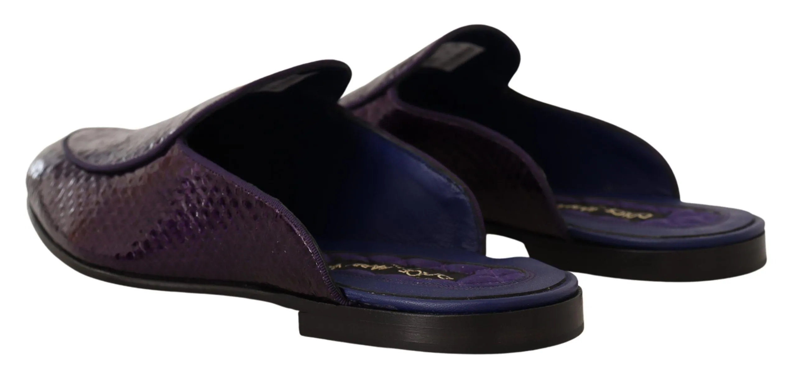 Luna Sandals Dolce & Gabbana Purple Exotic Python Leather Slides