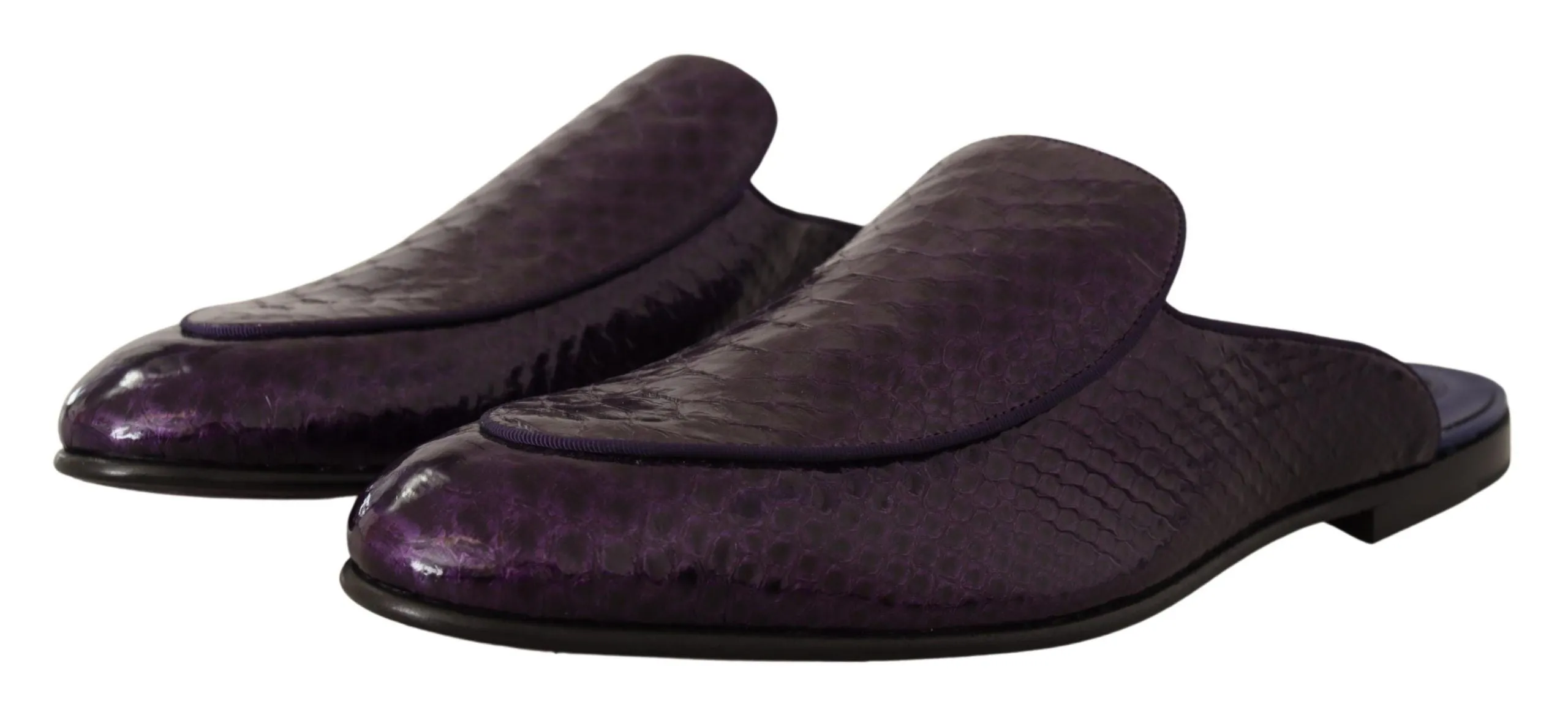 Dolce & Gabbana Purple Exotic Python Leather Slides Timberland Sandals