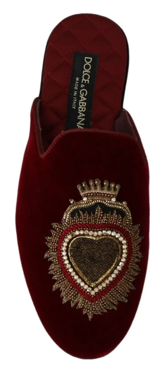 Croc Miami Sandals Dolce & Gabbana Red Velvet Embroidered Slides