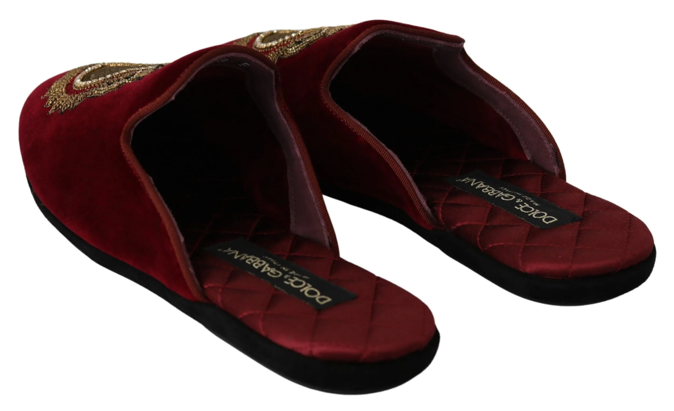 Sandals Steve Madden Dolce & Gabbana Red Velvet Embroidered Slides