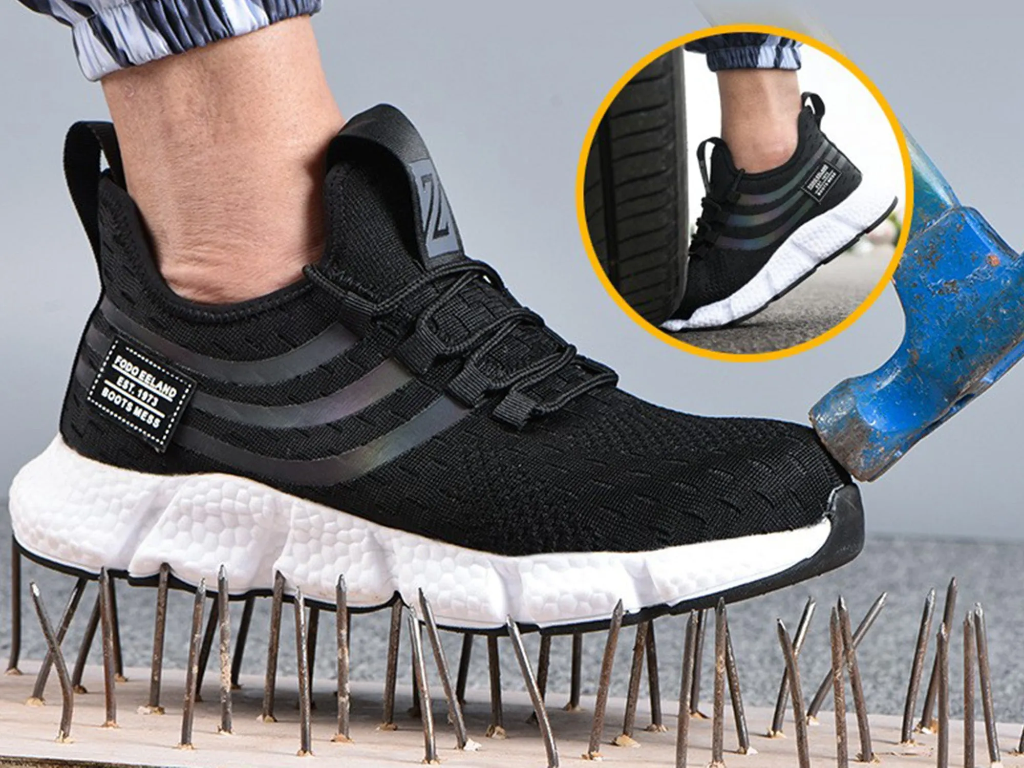 Orthopedic NULL Steel Toe Shoes for Men Lightweight Safety Work Shoes Industry & Construction Sneakers