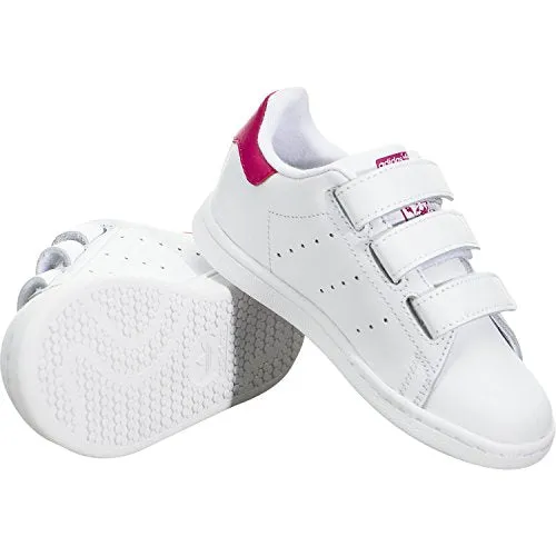 Breathable Adidas Shoes adidas Originals Baby Stan Smith Cloudfoam Sneaker, Footwear White/Footwear White/Bold Pink, 9K