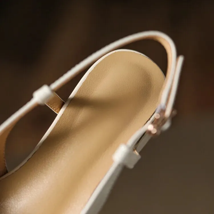 Gemma Square Toe Chunky Heel Slingback Pumps Clear High Heel Sandals