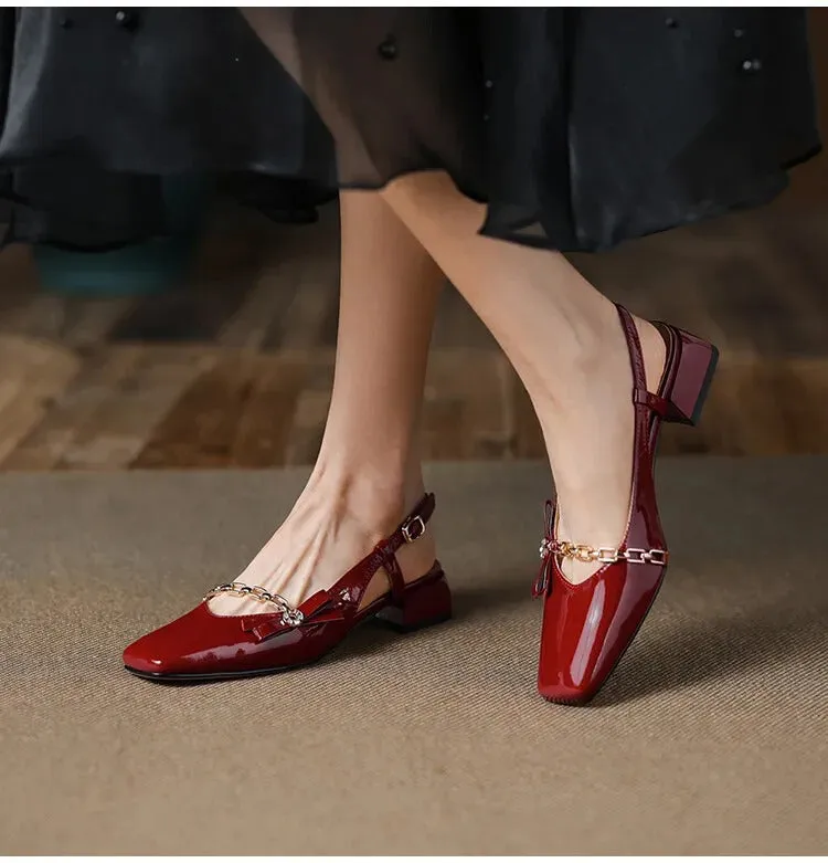 Air Herc Sandals Gemma Square Toe Chunky Heel Slingback Pumps