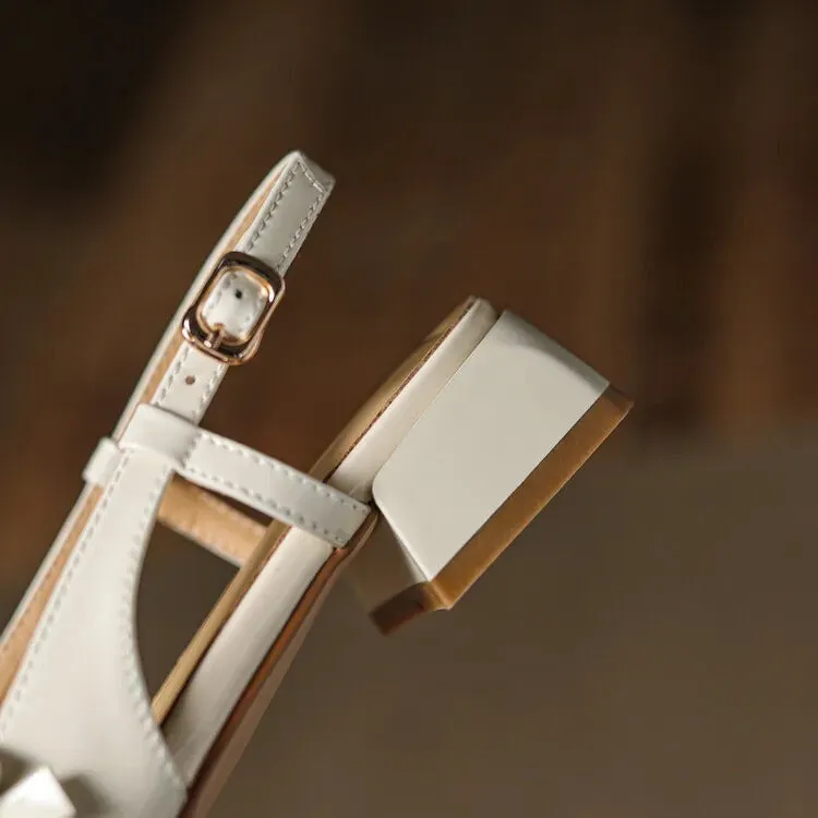 Gemma Square Toe Chunky Heel Slingback Pumps Libby Sandals