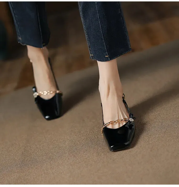 Sandals At Rei Gemma Square Toe Chunky Heel Slingback Pumps