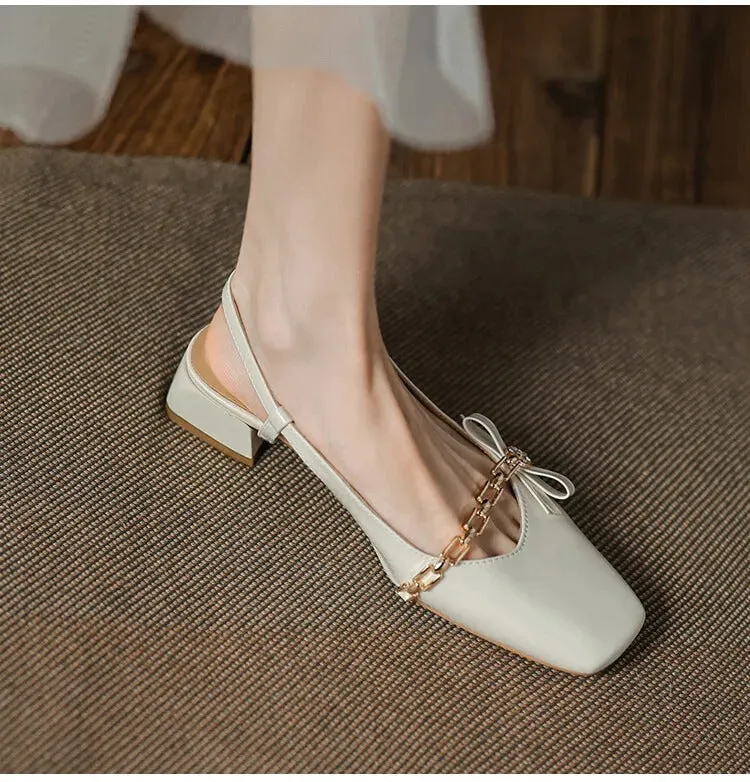 Good Beach Sandals Gemma Square Toe Chunky Heel Slingback Pumps