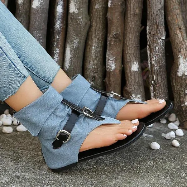 Women's Casual Belt Buckle High Top Flat Flip-Flop Sandals 67993441S Size 15 Wide Flip Flops